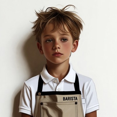 Young boy as barista