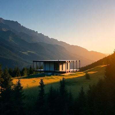 Modern House on Mountain Slope
