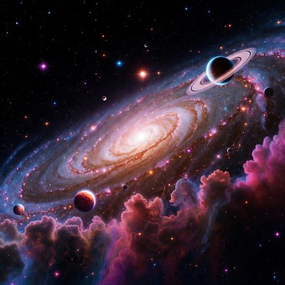 Vibrant Spiral Galaxy in Deep Space