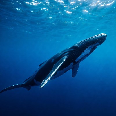 Humpback Whale Swimming Underwater