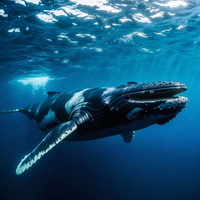 Humpback Whale Swimming Underwater