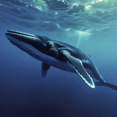 Humpback Whale Swimming Underwater