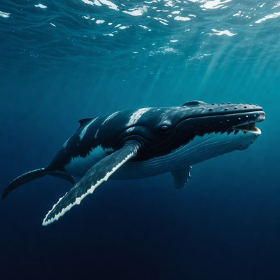 Humpback Whale Swimming Underwater