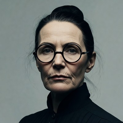 Woman with round glasses