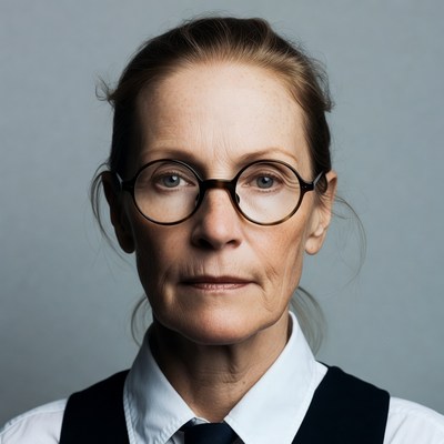 Mature woman in glasses and vest