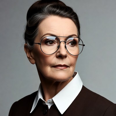 Elderly woman wearing glasses