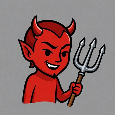 Cartoon devil holding trident