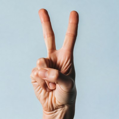 Hand making peace sign gesture
