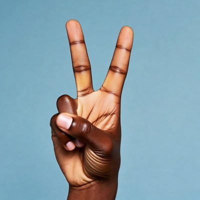 African-American hand making peace sign