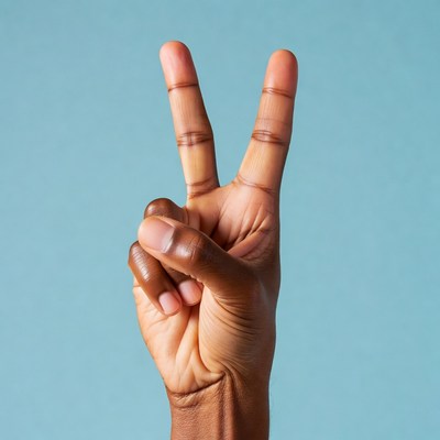 Hand making peace sign