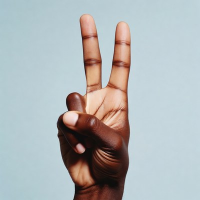 African-American hand making peace sign