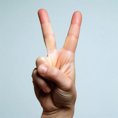 Hand making peace sign