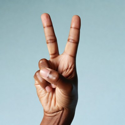 African-American hand making peace sign