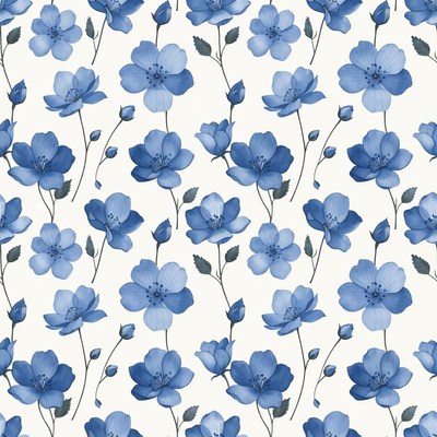 Blue Flowers Seamless Pattern