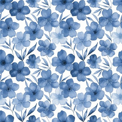 Blue Floral Seamless Pattern