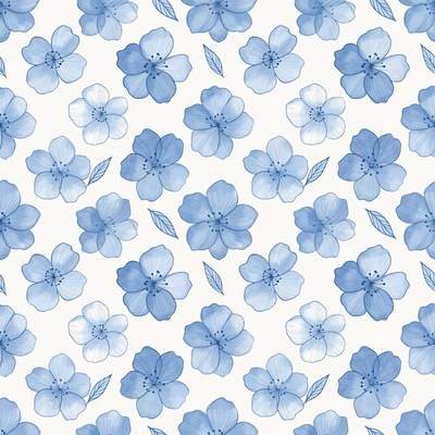 Blue Hydrangea Flowers Seamless Pattern