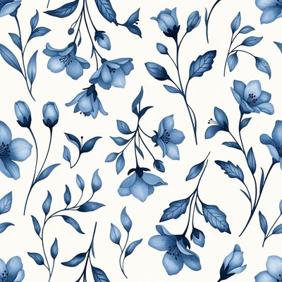 Blue Floral Seamless Pattern