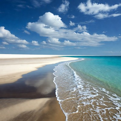Sandy Beach Meeting Turquoise Ocean