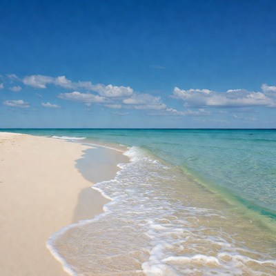 Sandy beach with turquoise ocean waves
