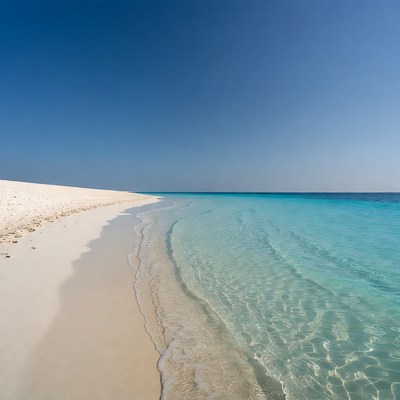 Sandy Beach with Turquoise Ocean Waves