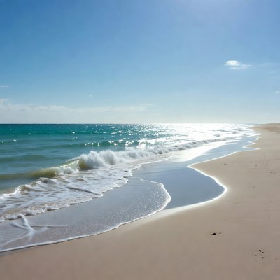 Sandy Beach with Turquoise Ocean Waves