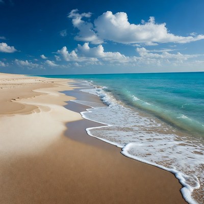 Sandy Beach with Turquoise Waves