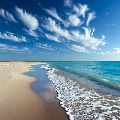 Sandy Beach with Turquoise Waves