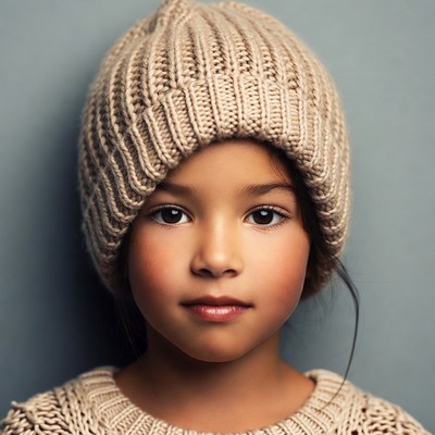 Asian girl wearing knit beanie