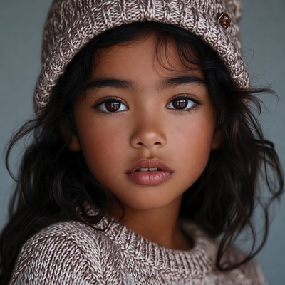 Asian girl in knit beanie