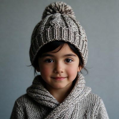 Girl wearing knit beanie hat