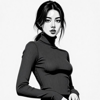 Asian woman in black turtleneck