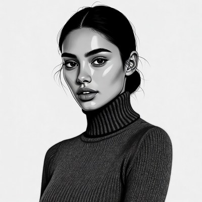 Portrait of woman in turtleneck sweater