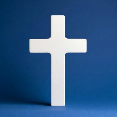 White Cross on Blue Background
