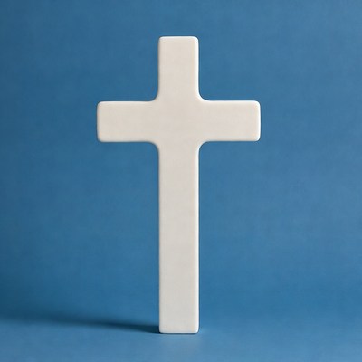 White cross on blue background