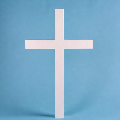 White Cross on Blue Background