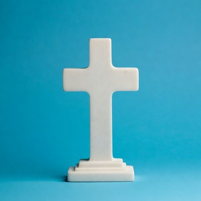 White Cross on Blue Background