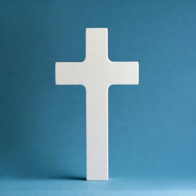 White Cross on Blue Background