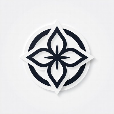 Black Floral Mandala in Circle