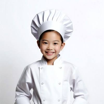 Asian girl in chef uniform