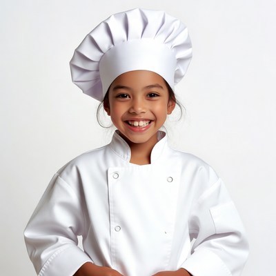 Asian girl wearing chef uniform