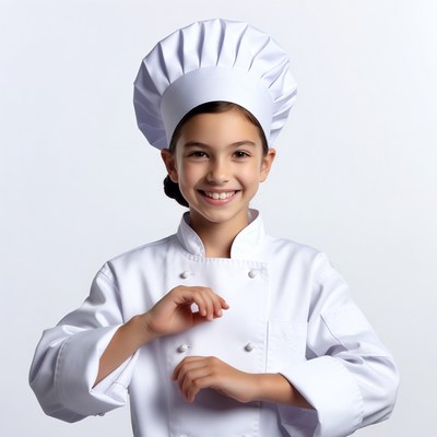 Girl wearing chef uniform