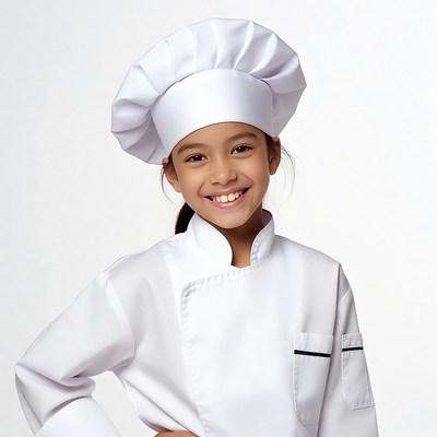 Asian girl in chef uniform