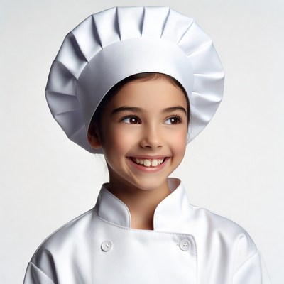 Girl wearing chef hat and uniform