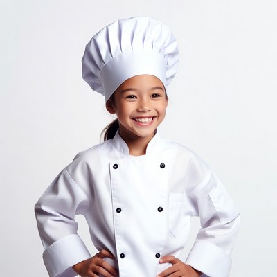 Asian girl in chef uniform