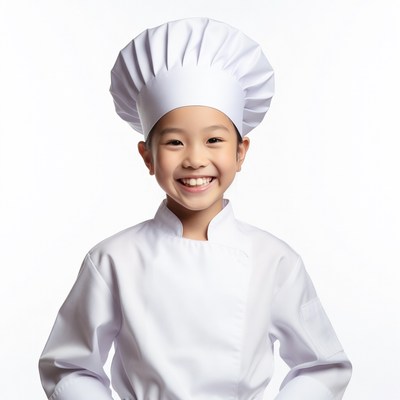 Asian girl in chef uniform