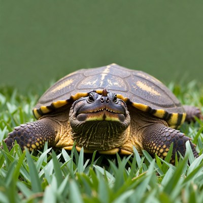 Turtle on green grass