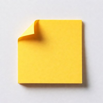 Yellow sticky note peeling off