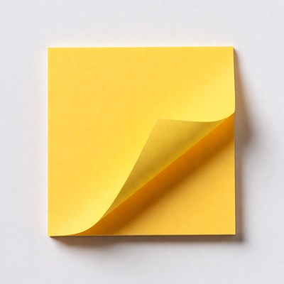 Yellow sticky note peeling off