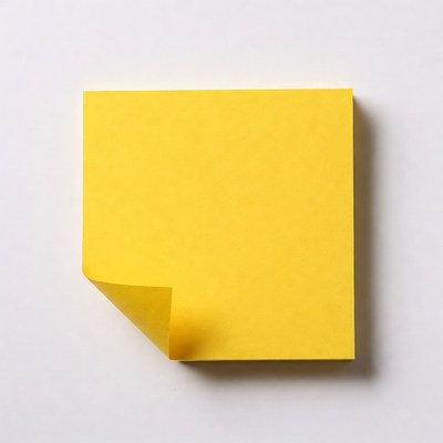Yellow Post-it Note on White Background