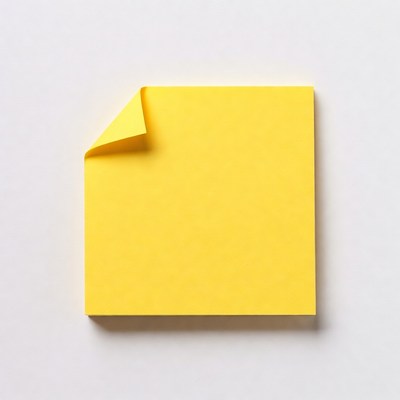 Yellow sticky note on white background